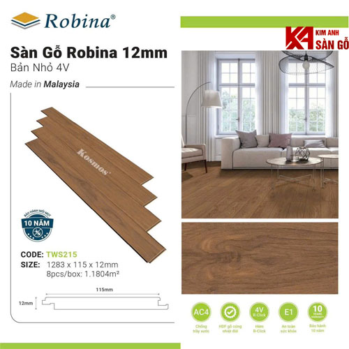 Sàn Gỗ Công Nghiệp Robina 12mm TWS215